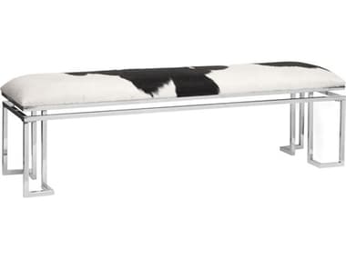 Moe's Home Appa Silver White Leather Accent Bench MEOT100630