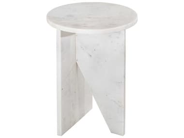 Moe's Home Grace 14" Round Marble White End Table MEPJ102118