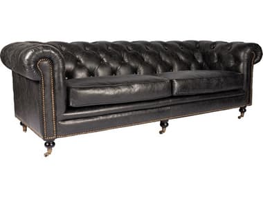 Moe's Home Birmingham Tufted Black Leather Sofa MEPK100702