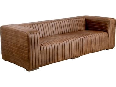 Moe's Home Castle Cappuccino Brown Leather Sofa MEPK100914