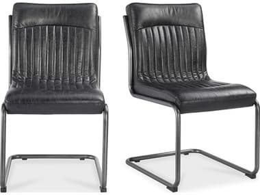 Moe's Home Ansel Leather Ply Wood Black Upholstered Side Dining Chair - Set of Two MEPK104302