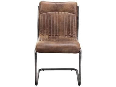 Moe's Home Ansel Leather Hardwood Brown Upholstered Side Dining Chair Set of 2 - Set of Two MEPK104303