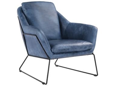 Moe's Home Greer Blue Leather Accent Chair MEPK105619