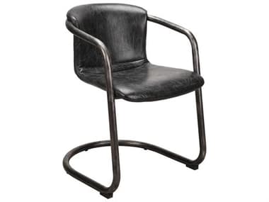 Moe's Home Freeman Leather Ply Wood Black Upholstered Arm Dining Chair MEPK105902