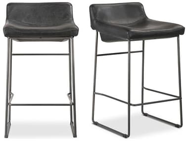 Moe's Home Leather Black Counter Stool - Set of Two MEPK110602