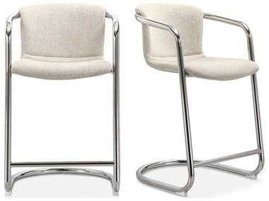 Moe's Home Freeman Upholstered Blended Cream Chrome Counter Stool Set of Two - Set of Two MEPK111537