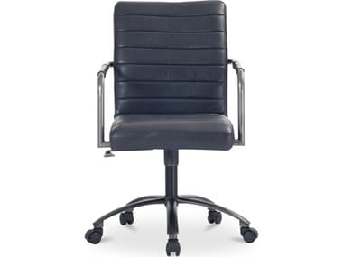 Moe's Home Roy Black Leather Adjustable Executive Desk Chair MEPK111602