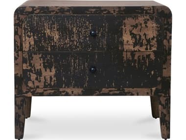 Moe's Home Iris 2-Drawers Black Mango Wood Nightstand MEPP102202