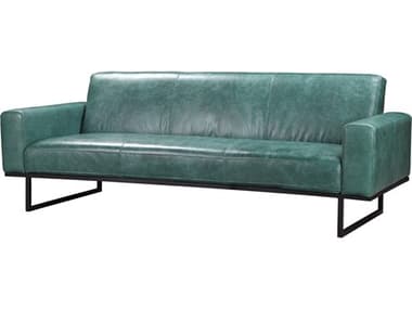 Moe's Home Brock Teal Blue Leather Sofa MEQN101636