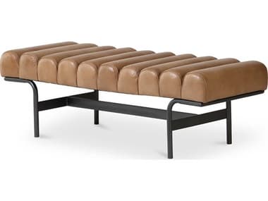 Moe's Home Harrison 54" Tan Brown Leather Upholstered Accent Bench MEQN103103