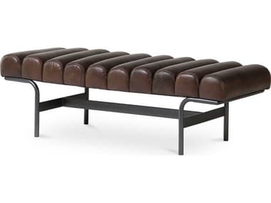 Moe's Home Harrison 54" Dark Brown Leather Upholstered Accent Bench MEQN103120