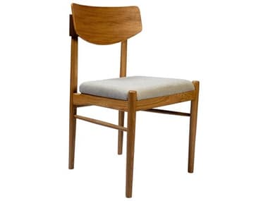 Moe's Home Poe Oak Wood Beige Fabric Upholstered Side Dining Chair MEQW100324