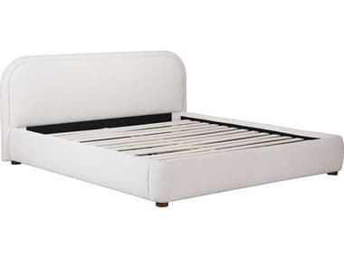 Moe's Home Colin Oatmeal White Ply Wood Upholstered King Panel Bed MERN1147340