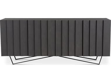 Moe's Home 71" Mango Wood Grey Sand Blasted Black Sideboard MERP100807
