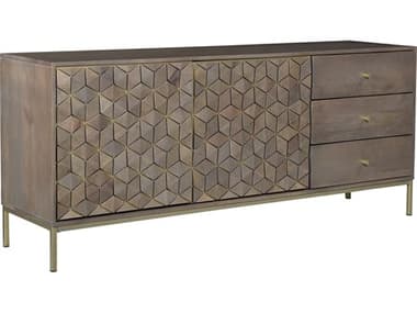 Moe's Home 71" Mango Wood Light Grey Wash Brass Sideboard MERP101629