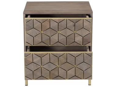 Moe's Home 2-Drawers Gold Mango Wood Nightstand MERP101729