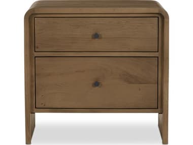 Moe's Home Riley 2-Drawers Brown Oak Wood Nightstand MERP106703
