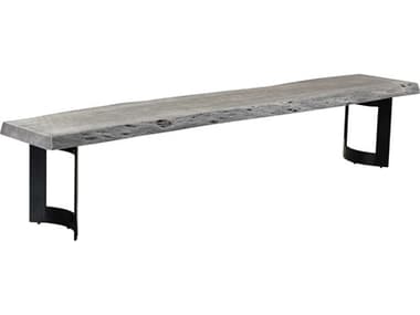 Moe's Home Collection Bent Sandblasted Distressed Grey / Black Matte 92'' Wide Accent Bench MEVE100229