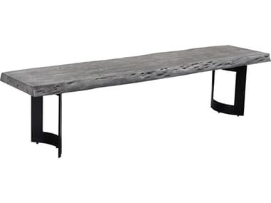 Moe's Home Collection Bent Sandblasted Distressed Grey / Black Matte 76'' Wide Accent Bench MEVE103829