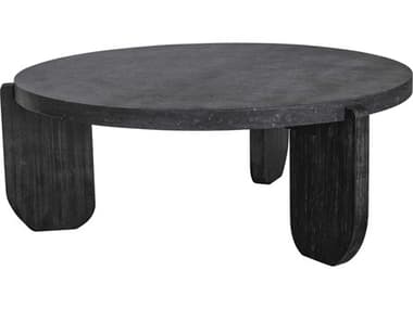 Moe's Home Wunder 36" Round Concrete Black Coffee Table MEVH101602