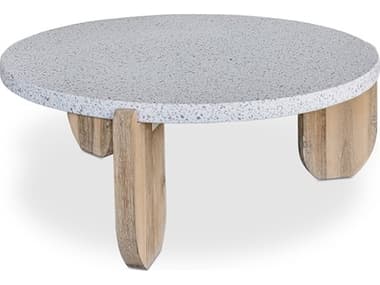 Moe's Home Wunder Round Concrete White Coffee Table MEVH101618