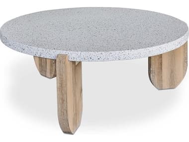 Moe's Home Wunder 36" Round Concrete White Coffee Table MEVH101618