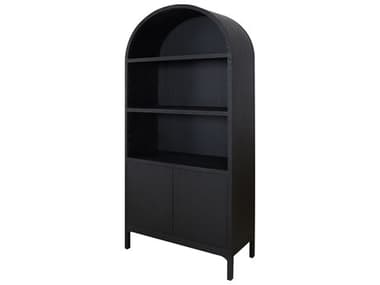 Moe's Home Wilde Oak Wood Black Display Cabinet MEVL106702