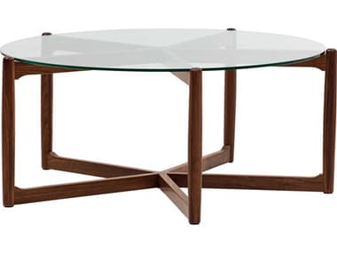 Moe's Home Hetta 35" Round Glass Walnut Coffee Table MEYC103803