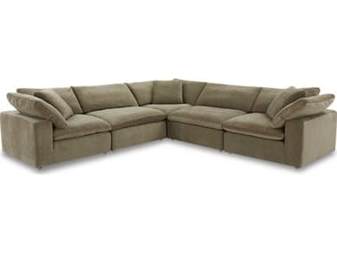 Moe's Home Clay Classic 133" Wide Green Fabric Upholstered Sectional Sofa MEYJ101016