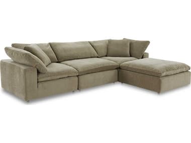 Moe's Home Terra Lounge 114" Wide Green Fabric Upholstered Sectional Sofa MEYJ101516