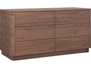 Moe's Home Round Off 60" Wide 6-Drawers Rubberwood Double Dresser MEYR100303
