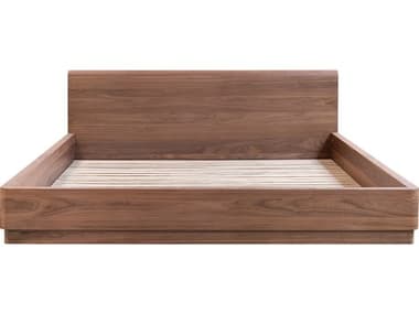 Moe's Home Round Off Natural Walnut Brown Ply Wood Queen Platform Bed MEYR1005030