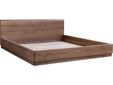 Moe's Home Round Off Natural Walnut Brown Ply Wood Queen Platform Bed MEYR1005030