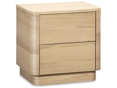 Moe's Home Round Off 20" Wide 2-Drawers Beige Oak Wood Nightstand MEYR101324