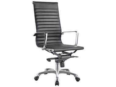 Moe's Home Omega Black Faux Leather Adjustable Swivel Computer Office Chair MEZM100102