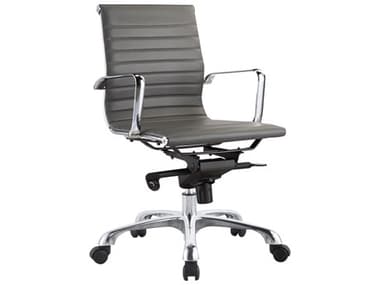 Moe's Home Omega Gray Faux Leather Adjustable Swivel Computer Office Chair MEZM100229