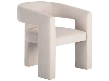 Moe's Home Elo Fabric Ply Wood White Upholstered Arm Dining Chair MEZT103234