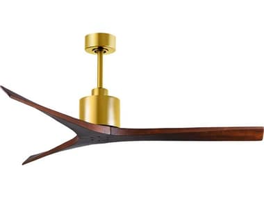Matthews Fan Company Mollywood Brushed Brass 60'' Wide Indoor / Outdoor Ceiling Fan with Walnut Blades MFCMWBRBRWA60