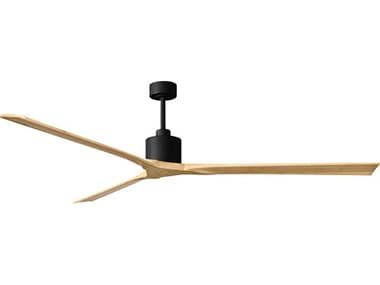 Matthews Fan Company Nan XL Matte Black 90'' Wide Indoor / Outdoor Ceiling Fan with Light Maple Tone Blades MFCNKXLBKLM90