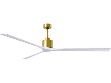 Matthews Fan Company Nan XL Brushed Brass 90'' Wide Indoor / Outdoor Ceiling Fan with Matte White Blades MFCNKXLBRBRMWH90