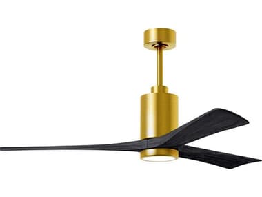 Matthews Fan Company Patricia Brushed Brass 60'' Wide LED Indoor / Outdoor Ceiling Fan with Matte Black Blades MFCPA3BRBRBK60