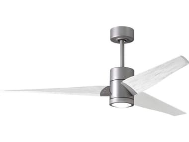 Matthews Fan Company Super Janet Brushed Nickel 60'' Wide Indoor / Outdoor Ceiling Fan with Matte White Blades MFCSJBNMWH60