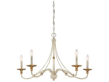 Minka Lavery Westchester County 28&quot; Wide 5-Light Farm House White Gilded Gold Leaf Off Candelabra Chandelier MGO1045701