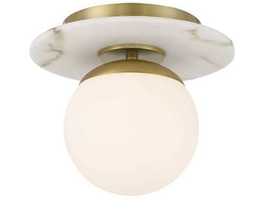 Minka Lavery Orban 9" 1-Light Soft Brass White Glass Globe Semi Flush Mount MGO1205695