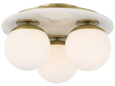 Minka Lavery Orban 15" 3-Light Soft Brass Glass Globe Semi Flush Mount MGO1206695