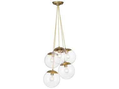 Minka Lavery Auresa 22" 5-Light Soft Brass Glass Globe Pendant MGO2745695