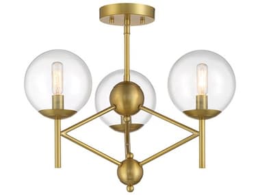 Minka Lavery Auresa 20" 3-Light Soft Brass Glass Globe Semi Flush Mount MGO2799695