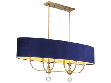 Minka Lavery Van Noord 48" 6-Light Oxidized Aged Brass Blue Island Pendant MGO3486923