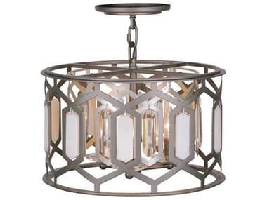 Minka Lavery Hexly 16" 3-Light Bronze Sultry Silver Drum Semi Flush Mount MGO3585795