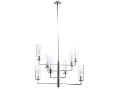 Minka Lavery Acacia 34" Wide 8-Light Brushed Nickel Clear Glass Cylinder Chandelier MGO404884